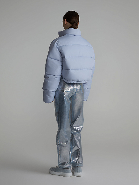 Blue cropped down jacket, 6 Blue cropped down jacket, 6