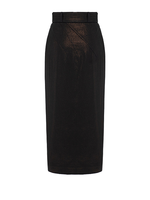 Black Denim Lurex Pencil Skirt, 2