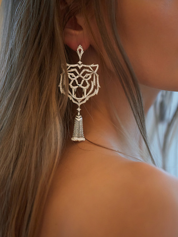 White Gold Diamond Tassel Earrings, 2