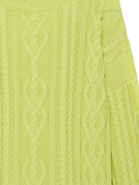 Light Green Unisex Cable Knit Cotton Sweater, 3 Light Green Unisex Cable Knit Cotton Sweater, 3
