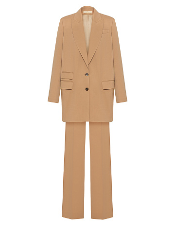Beige Long Blazer Suit, 2