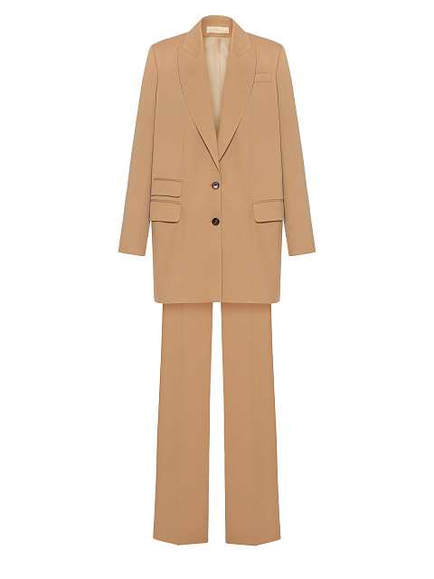 Beige Long Blazer Suit, 2 Beige Long Blazer Suit, 2