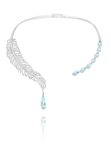 White Gold, Diamonds & Aquamarine Necklace, 1