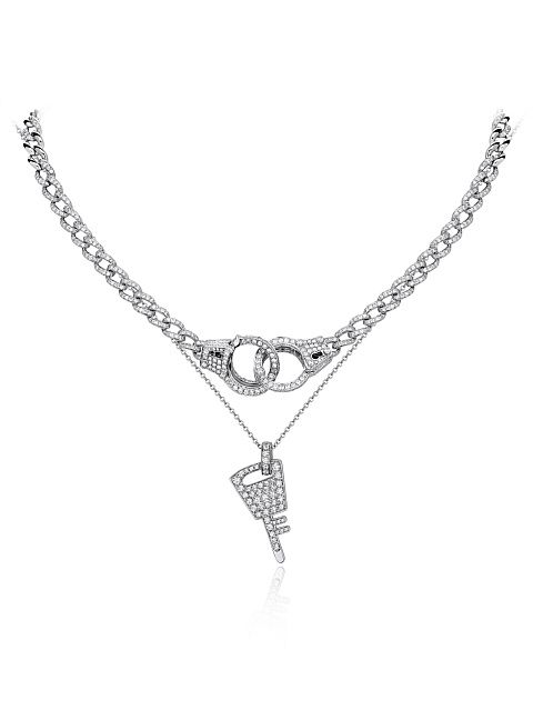 Round Diamond & White Gold Necklace, 1