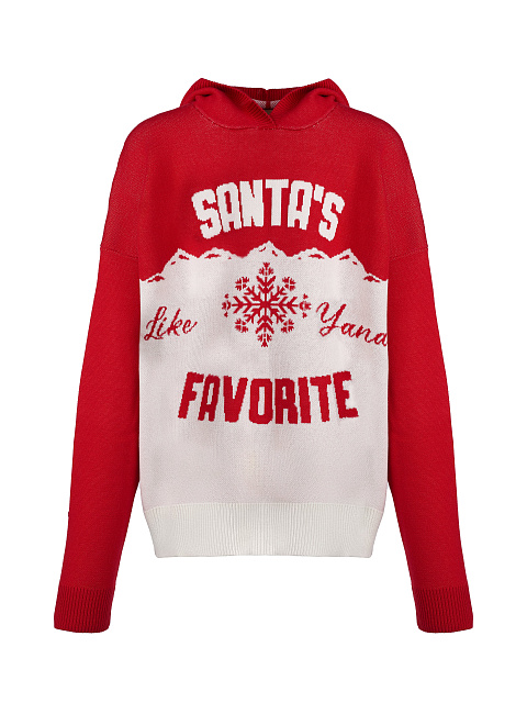 Men's Red & White Santa's Favorite Hooded Sweater, 1 Men's Red & White Santa's Favorite Hooded Sweater, 1