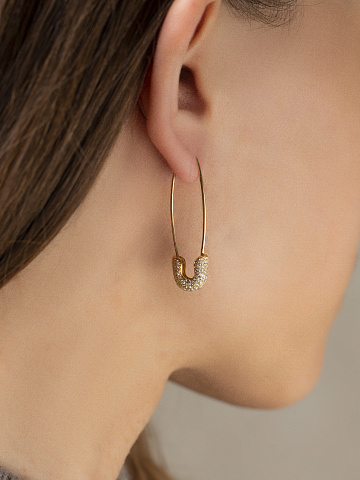 Earrings in the shape of pins made of gold with diamonds, 2