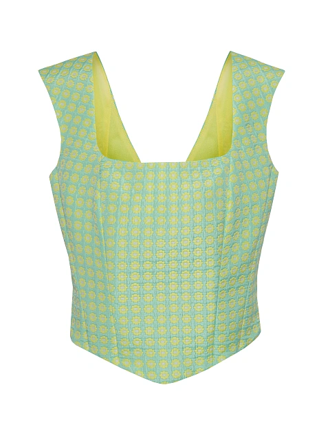 Lime Green Jacquard Top & Mini Skirt Set, 3 Lime Green Jacquard Top & Mini Skirt Set, 3