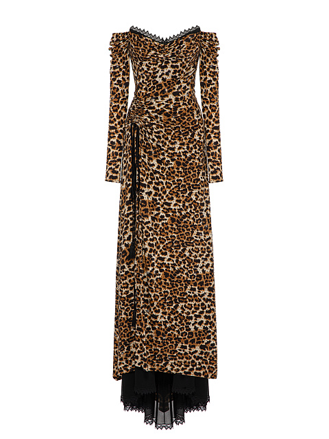 Leopard Lace Trim Maxi Dress, 1 Leopard Lace Trim Maxi Dress, 1