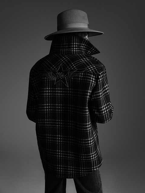 Black Checkered Wool & Beige Shearling Jacket, 5 Black Checkered Wool & Beige Shearling Jacket, 5