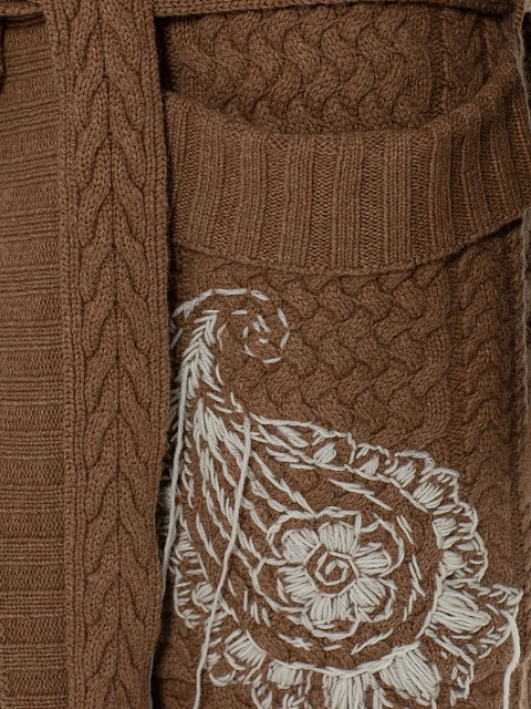 Brown cable knit coat with embroidery, 4 Brown cable knit coat with embroidery, 4