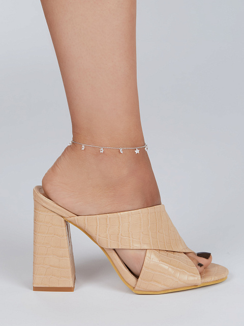 Silver & Star Shaped Cubic Zirkonia Anklet, 2