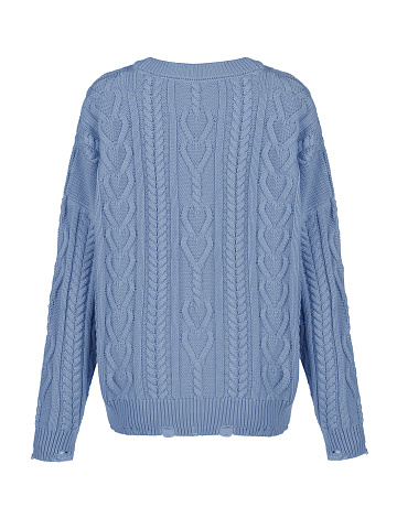 Light blue unisex cotton cable-knit sweater, 2