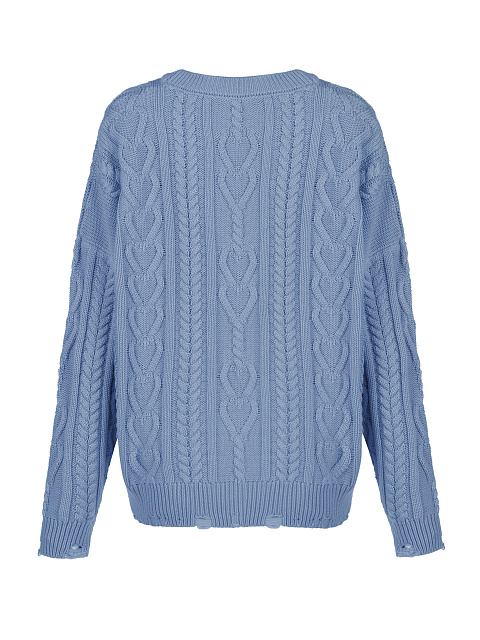 Light blue unisex cotton cable-knit sweater, 2 Light blue unisex cotton cable-knit sweater, 2
