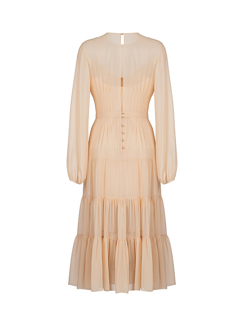 Beige Chiffon Midi Dress, 2