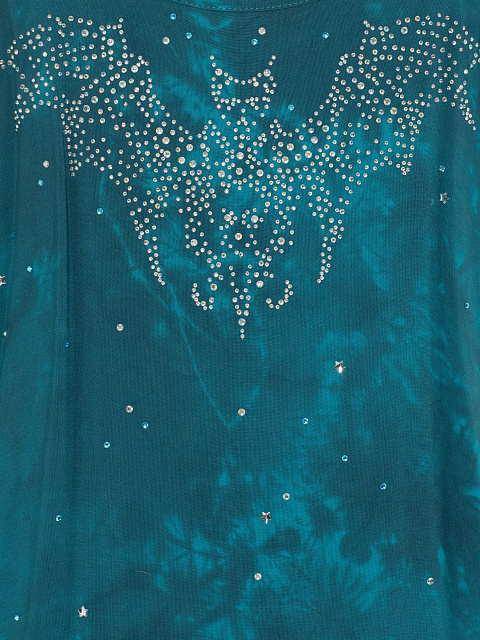 Turquoise Viscose Sundress With Crystals, 4