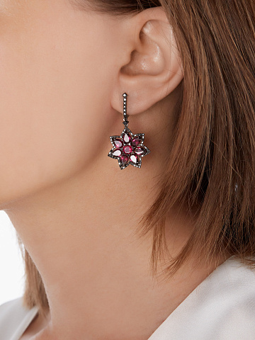 Black Gold Garnet & Diamond Earrings, 2