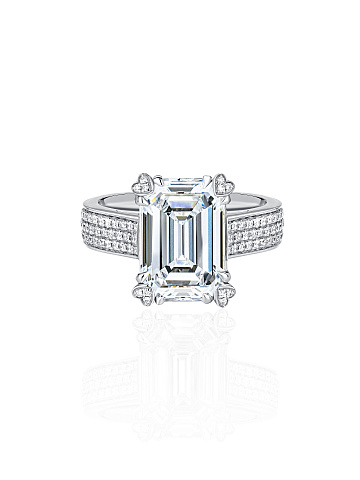 Baguette Diamond, Round Diamond & White Gold Ring, 2