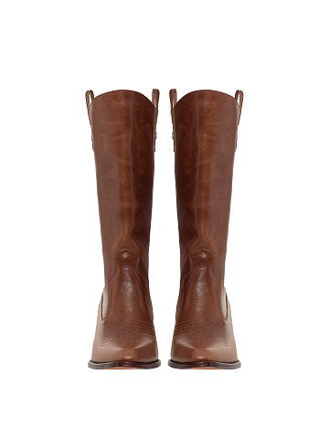 Brown high leather cowboy boots, 2