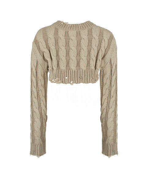 Beige Distressed Cable Knit Super Cropped Sweater, 2 Beige Distressed Cable Knit Super Cropped Sweater, 2