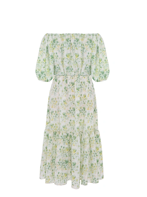 Green Floral Printed Midi Dress, 2 Green Floral Printed Midi Dress, 2
