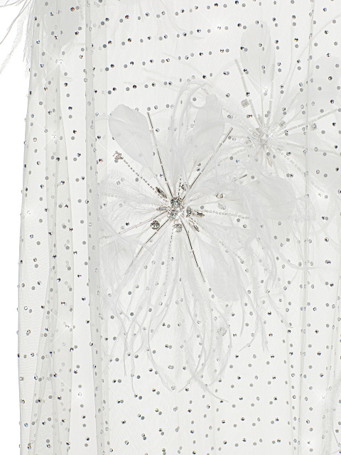 White Feather & Rhinestone Mesh Cape, 3 White Feather & Rhinestone Mesh Cape, 3