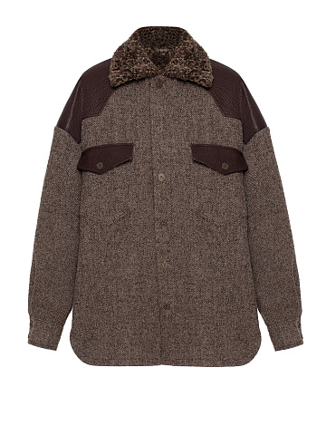 Brown Wool & Astrakhan Fur Jacket, 1