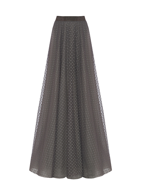 Grey Polka Dot Tulle Maxi Skirt, 1