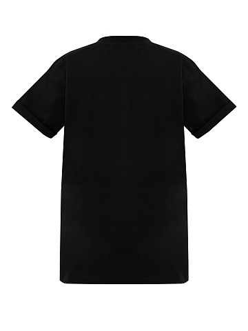 Black Cotton T-shirt With Embroidery, 2