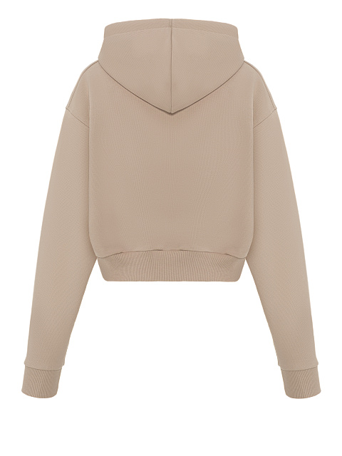 Cropped beige hoodie with embroidery, 3 Cropped beige hoodie with embroidery, 3