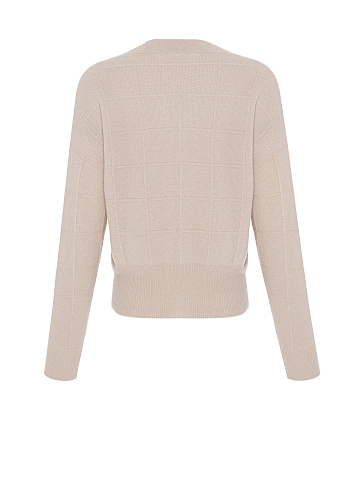 Beige Cashmere V-neck Sweater, 2