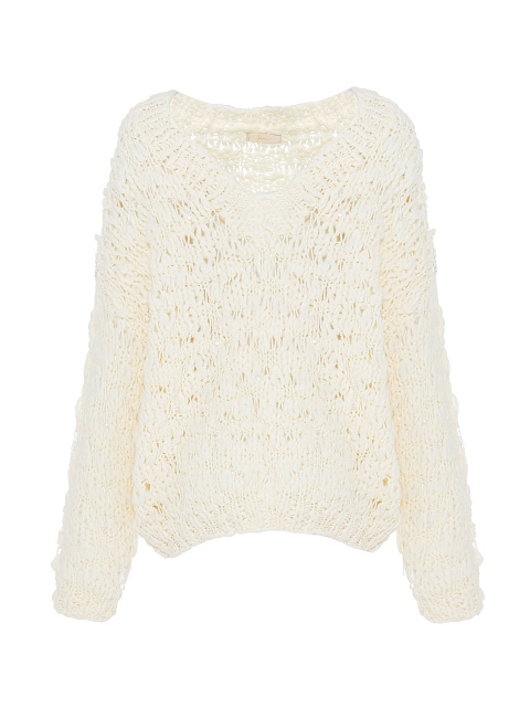 White Beaded Cashmere Pullover, 1 White Beaded Cashmere Pullover, 1