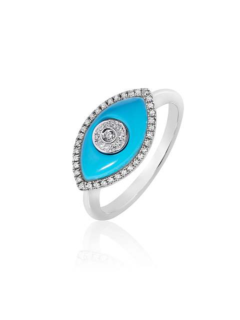 White gold, diamond and turquoise ring, 1
