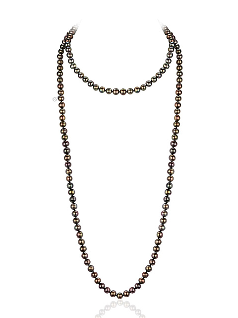 Silver necklace with pearls, 120 cm, 1