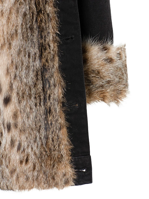 Black Denim & Bobcat Long Jacket, 4