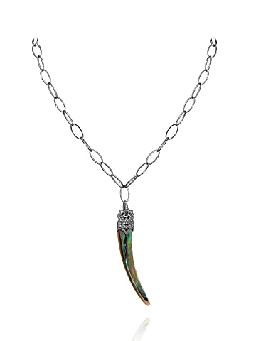 Black Gold, Mother-of-pearl & Grey Diamonds Necklace, 1