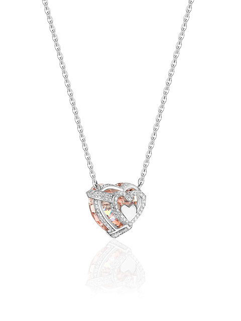 White gold necklace with pendant with pink LG diamond, 4