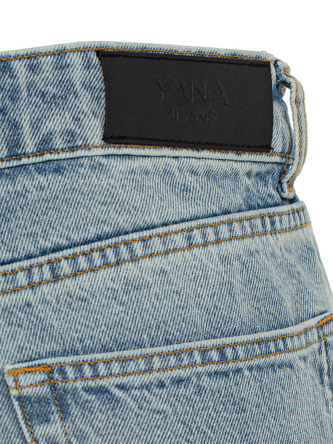 Flared light blue cotton jeans with embroidery, 4