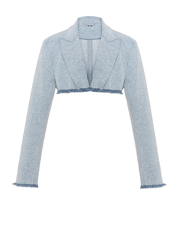 Light Blue Washed Denim Bolero Jacket, 1