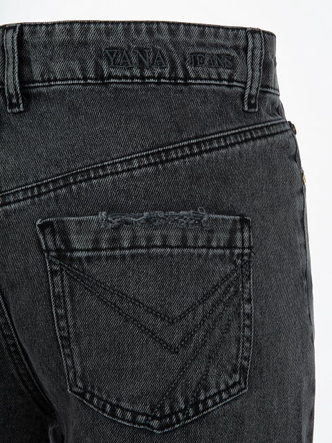 Distressed Dark Grey Cotton Jeans, 5