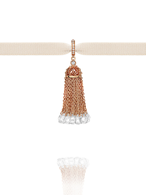 Rose Gold & Rock Crystal Tassel Pendant, 1