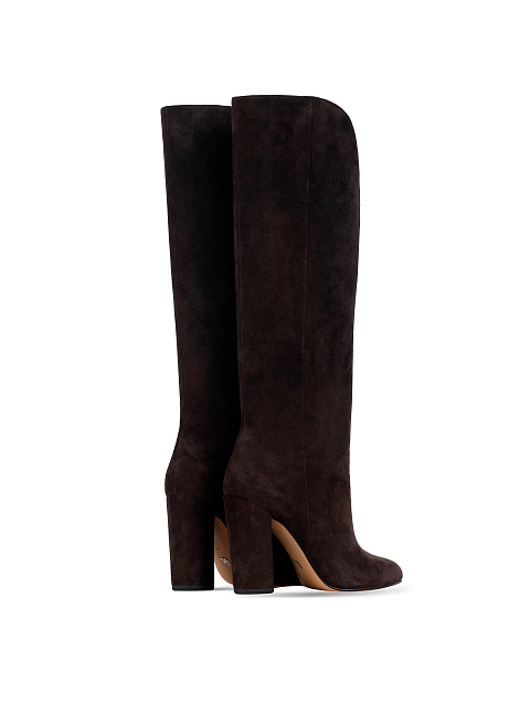 Dark Brown Suede Heeled Tall Boots, 3