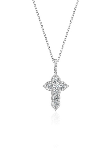 White gold cross necklace with diamonds, 1