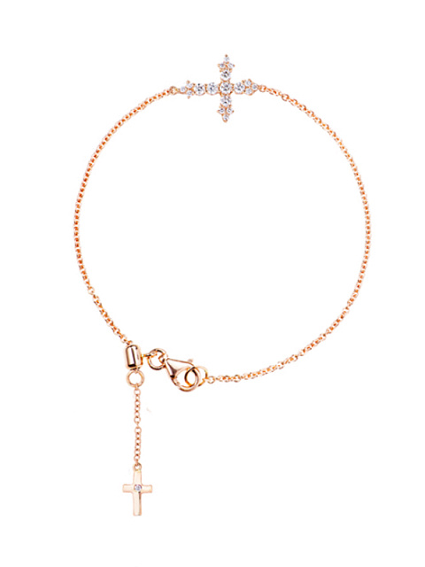 Rose gold bracelet with round brilliant-cut diamonds, 1