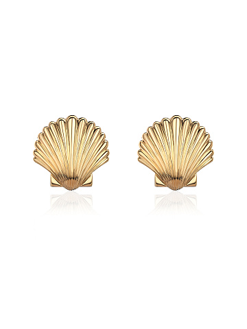 Shell earrings in yellow gold, 1