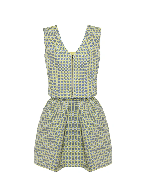 Yellow Jacquard Top & Mini Skirt Set, 3 Yellow Jacquard Top & Mini Skirt Set, 3