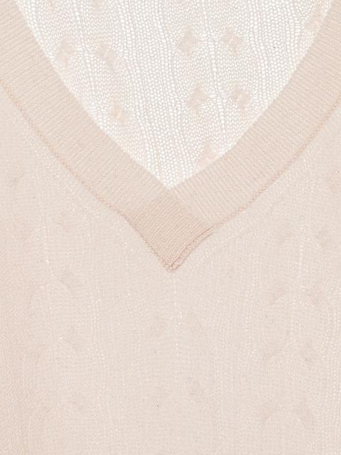 Light Pink Cashmere Cable Knit Sweater, 3