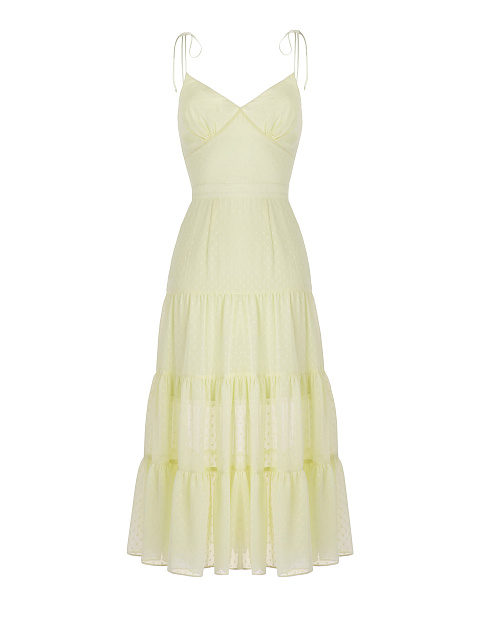 Yellow Polka Dot Chiffon Midi Dress , 1 Yellow Polka Dot Chiffon Midi Dress , 1
