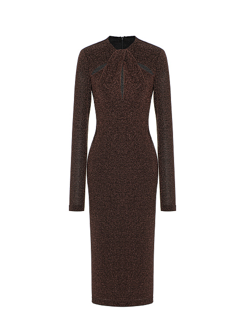 Brown Lurex Jersey Midi Dress, 1 Brown Lurex Jersey Midi Dress, 1