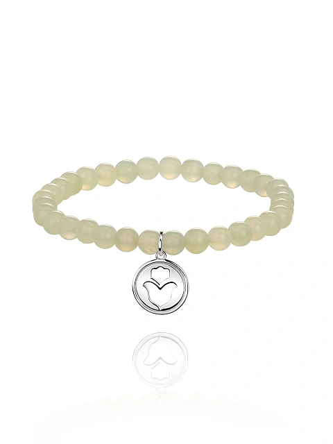 Silver bracelet with pendant and jadeite beads, 1