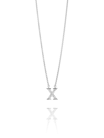 White Gold & Diamonds Letter "X" Necklace, 1